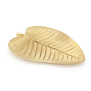 38cm Wooden Leaf Decorative Tray | Palm Leaf Ornamental Storage Display Tray | Botanical Display Plate
