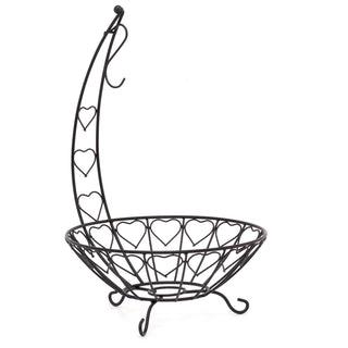 Black Metal Fruit Bowl With Banana Hanger