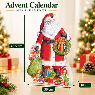 3D Santa Claus Christmas Advent Calendar, 45.5cm Freestanding Illustrated