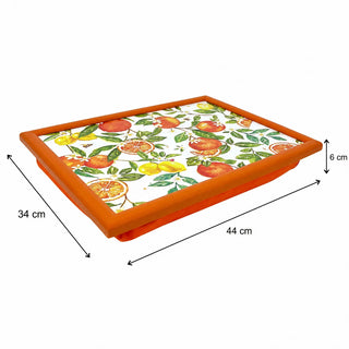 Oranges & Lemons Lap Tray with Bean Bag Cushion, 44x34cm Padded Laptray