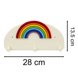 Children's Rainbow Coat Rack | Kids Wall Mounted Wooden Coat Hooks 3 Coat Pegs