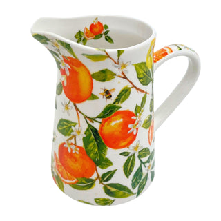Oranges & Lemons Ceramic Jug, 550ml Citrus Serving Pitcher Flower Vase