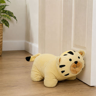 Weighted Fabric Tiger Door Stop, 26 cm Yellow Safari Animal Door Stopper
