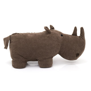 Adorable Chocolate Brown Rhinoceros Doorstop | Decorative Fabric Animal Door Stop | Novelty Rhino Wildlife Door Stopper