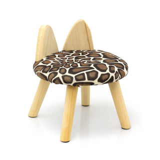 Animal Print Childrens Wooden Stool | Small Round Safari Jungle Animal Footstool - Leopard