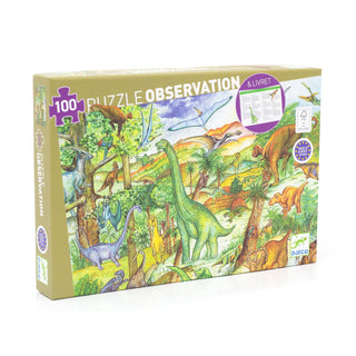 Djeco DJ07424 Observation Puzzle Dinosaurs | 100 Piece Jigsaw Puzzle For Kids