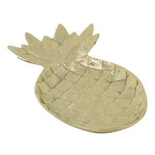 Pineapple Trinket Dish, 28cm Gold Metal Jewellery Ring Tray Catchall Dish Decor