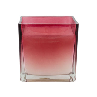 Square Glass Scented Candle, 10cm Pomegranate & Cassis Fragrance Red Ombre Glass