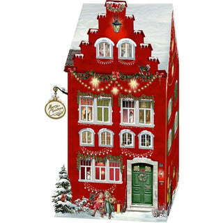 3D LED Christmas House Advent Calendar with Light - Up Windows - 18.5x30cm