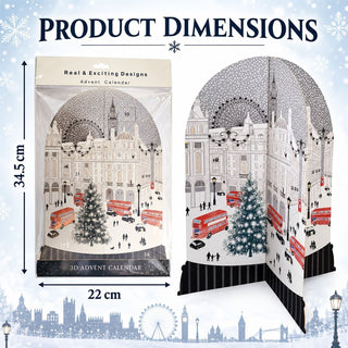3D London Scene Advent Calendar, 24 Doors & Freestanding Christmas Display