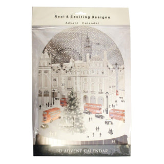 3D London Scene Advent Calendar, 24 Doors & Freestanding Christmas Display