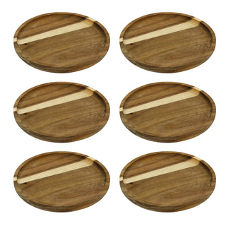 Multipack Wooden Trinket Trays, 15cm Round Rustic Trinket Dishes in Natural Wood