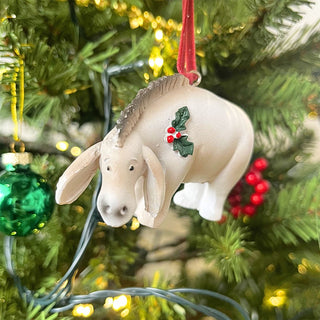 Eeyore Christmas Tree Decoration with Holly, Gisela Graham 8cm