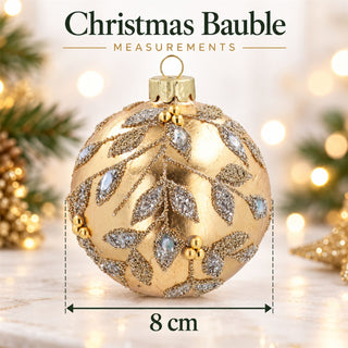 Gold Beaded Vine Glass Christmas Bauble, Gisela Graham Decoration 8cm