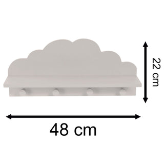 Cloud Shelf With Coat Hooks | Baby Nursery Children's Bedroom Floating Shelf - Grey