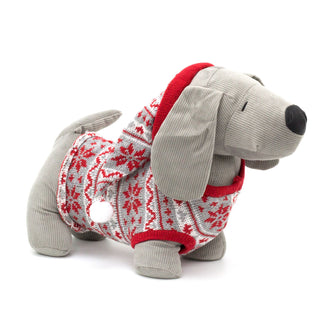 Festive Dachshund Puppy Christmas Door Stop | Decorative Fabric Animal Door Stop | Novelty Dog Door Stopper