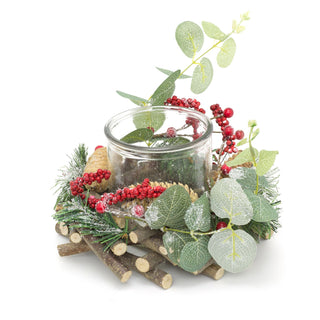 20cm Traditional Christmas Tealight Candle Holder | Christmas Wreath Candle Holder | Christmas Candle Centerpiece