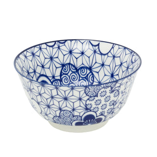 Japanese Style Blue and White Ceramic Bowl, 11.5cm Footed Tapas Snack Bowl