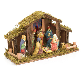 Light Up LED Freestanding Christmas Nativity Set Scene Crib Stable With Figures