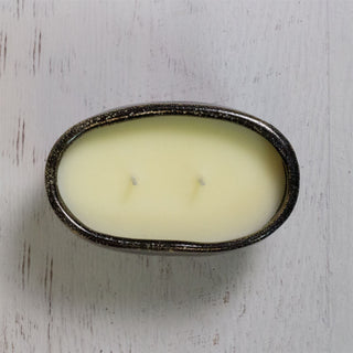 2-Wick Scented Candle in Ceramic Jar | Vanilla Candle in Stoneware Holder - 15cm