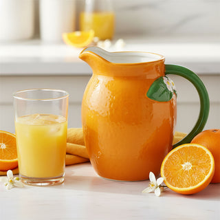 Orange Shaped Ceramic Jug, 1.2L Drinks Pitcher Water Serving Jug - 17cm