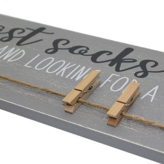 Humorous Lonely Socks Wooden Sign Plaque With Pegs - Lost Sock Organiser