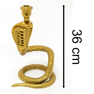 Gold Snake Candle Holder | Aluminium Serpent Dinner Candlestick Holder - 36cm