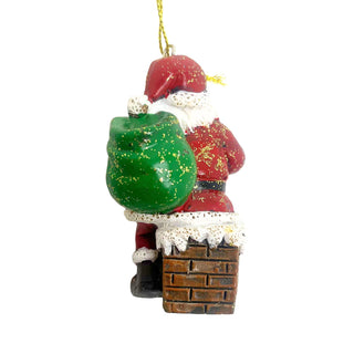 Santa On Chimney Resin Hanging Christmas Tree Decoration, Gisela Graham 8cm