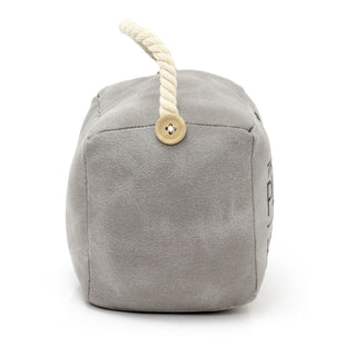 Grey Faux Leather Doorstop Cube | Square Door Stop Weighted Door Stopper -1.8kg