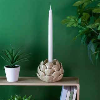 Cream Artichoke Candle Holder | Ceramic Globe Artichoke Candlestick Candle Stand