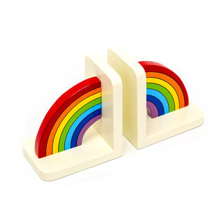 Pair Of Childrens Rainbow Bookends | Decorative Wooden Rainbow Bookends For Kids