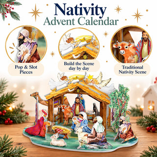 Nativity Advent Calendar, Pop & Slot 3D Christmas Story Scene Petite