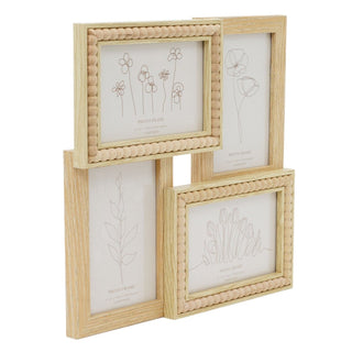 4 Aperture Beaded Photo Frame | Multi Layered Wall Mounted Collage Frame - 29cm