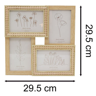 4 Aperture Beaded Photo Frame | Multi Layered Wall Mounted Collage Frame - 29cm