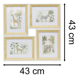 4 - Aperture Safari Animal Pictures for Wall, Set of 4 Picture Frames Wall Art Set