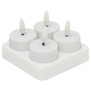 4 LED Rechargeable Tealight Candles and Charger, Rechargeable Flameless Set of 4