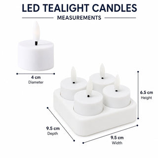 4 LED Rechargeable Tealight Candles and Charger, Rechargeable Flameless Set of 4