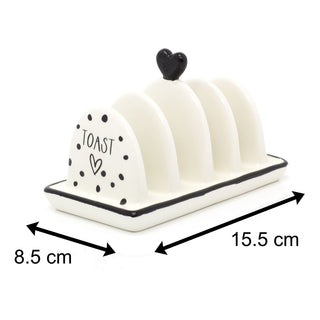 4 Slice White Ceramic Toast Rack | Polka Dot Toast Rack 4 Slice | 4 Slot Heart Toast Rack Toast Holder
