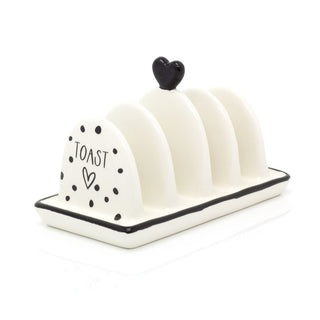 4 Slice White Ceramic Toast Rack | Polka Dot Toast Rack 4 Slice | 4 Slot Heart Toast Rack Toast Holder