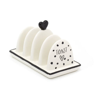 4 Slice White Ceramic Toast Rack | Polka Dot Toast Rack 4 Slice | 4 Slot Heart Toast Rack Toast Holder