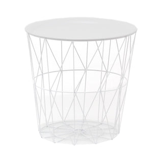 Modern White Wire Side Table Living Room End Tables | Coffee End Side Table With - Lift Off Tray Top | Occasional Pedestal Table Bedside Tables