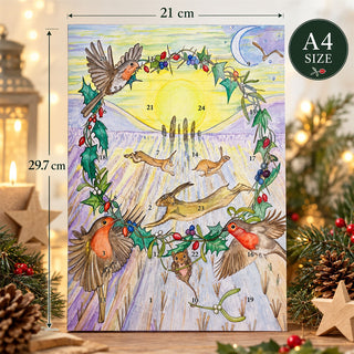 Robin Wreath Folklore Christmas Advent Calendar, A4 Winter Wildlife