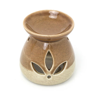 Brown Crackled Ombre Glaze Oil Burner | Ceramic Tea Light Essential Oil Burner