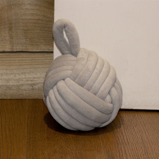 Stylish Grey Chunky Fabric Nautical Knot Doorstop | Nautical Seaside Monkey's Fist Door Stop | Decorative Grey Beach Knot Door Stopper Ball