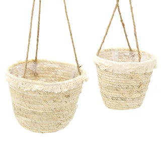 Set Of 2 Woven Hanging Planter Plant Pots | Indoor Hanging Baskets Plant Holder | Plant Hanger Hanging Basket Flower Pot Grow Bags