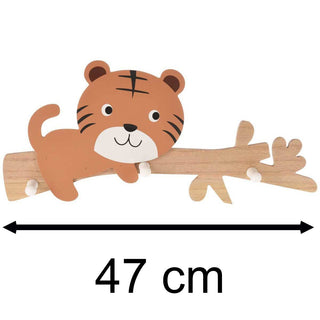 Childrens Wooden Animal Coat Rack | Wall Mounted Kids Bedroom Wall Hooks - Tiger