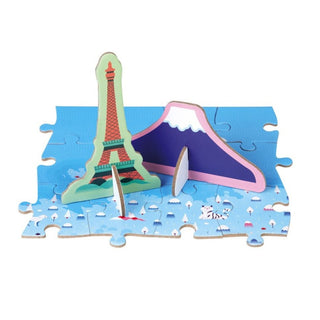 Janod Curiosities Of The World Puzzle | 350 Pc 3D World Map Educational Jigsaw