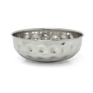 Stainless Steel Kitchen Fruit Bowl Silver Display Bowl with Hammered Detail 22cm