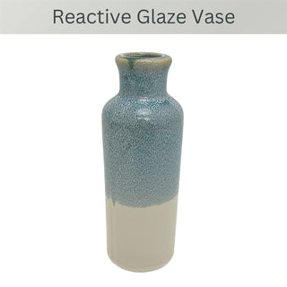 Reactive Glaze Ceramic Faux Flower Vase, Ombre Blue Decorative Vase - 19cm