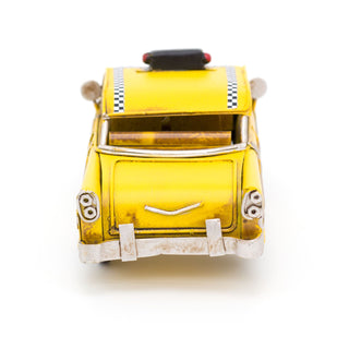 16cm Retro New York City Taxi Tin Model Car | Vintage Metal American Yellow Cab Decoration | Yellow Taxi Cab Ornament